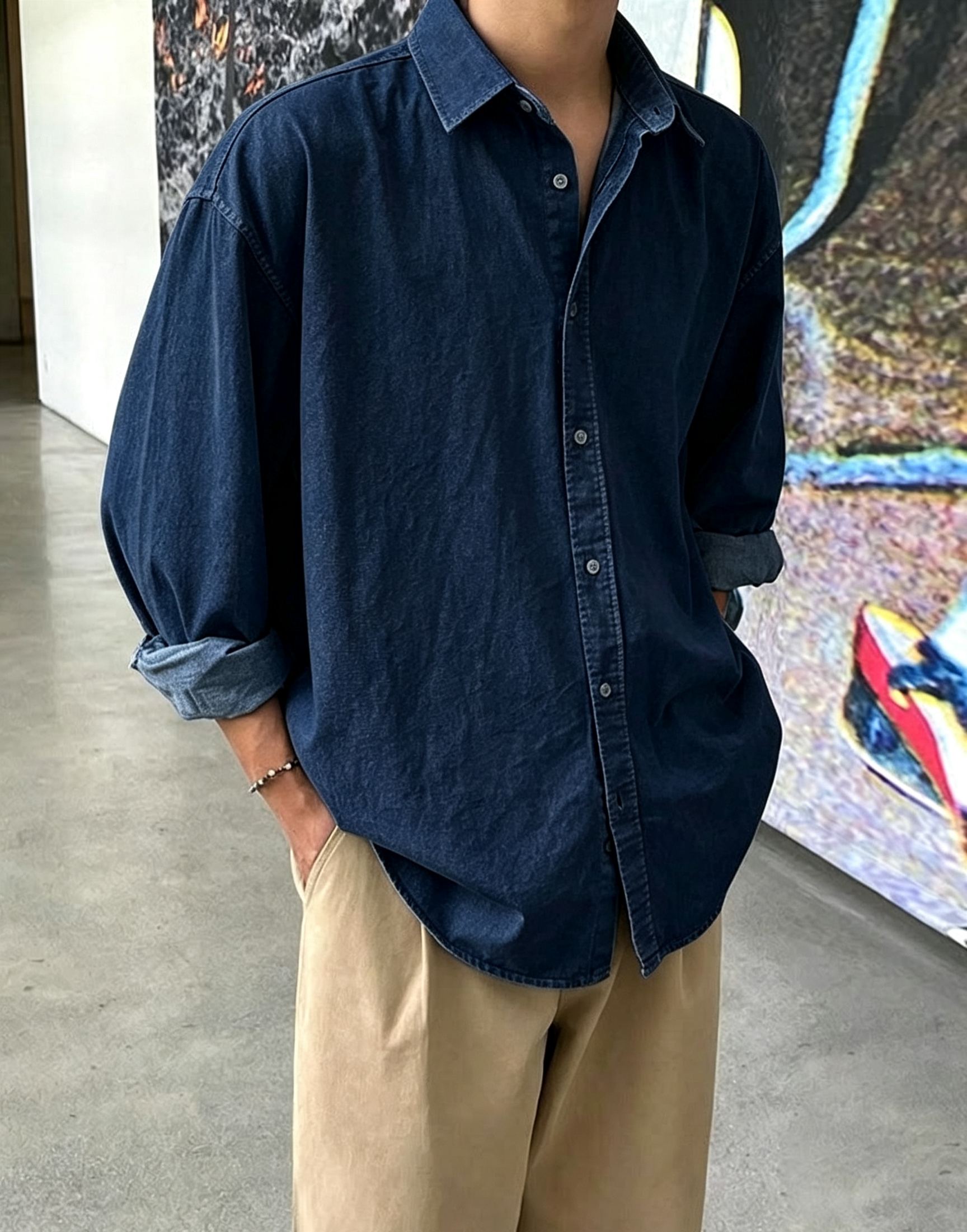 Men's Simple Retro Casual Long-Sleeved Shirt