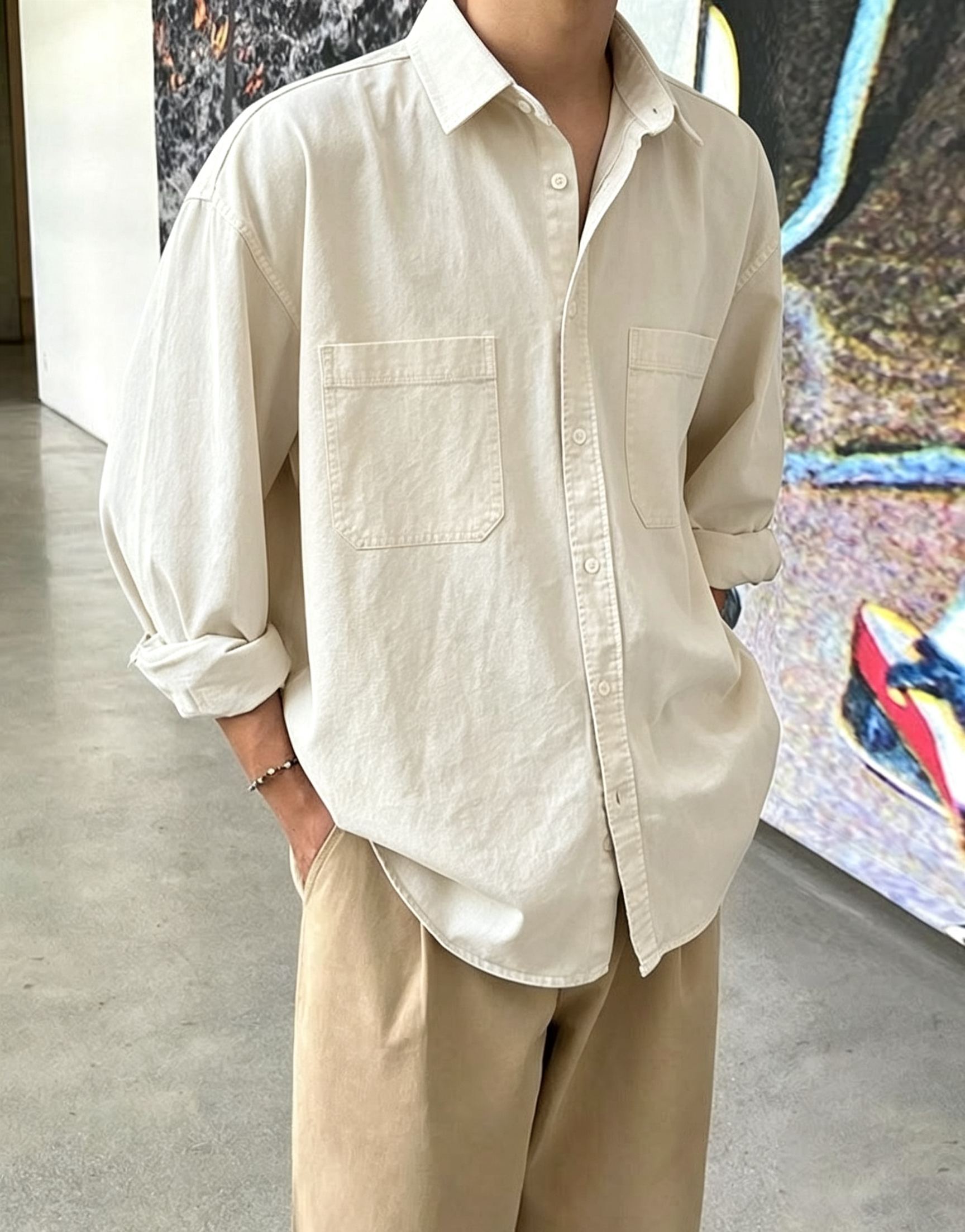 Men's Simple Retro Casual Long-Sleeved Shirt
