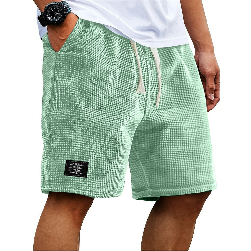 Men’s Waffle Knit Shorts for Relaxed Summer Days, Travel, and Casual Comfort