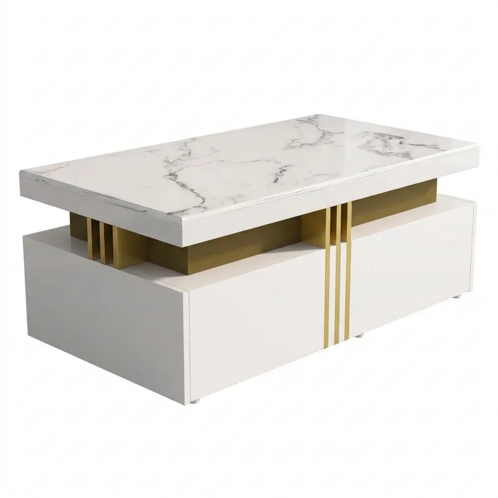 Mesa Auxiliar Moderna con Cajones de Madera y Acabado PVC