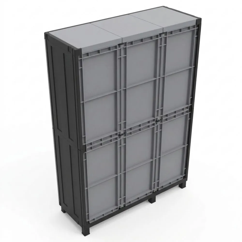 Armario Multifuncional Negro con 3 Puertas y 2 Compartimentos