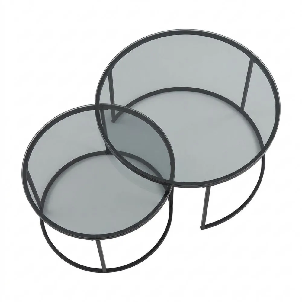 Mesas de Café Redondas de Vidrio Templado - Transparentes y Ahumadas