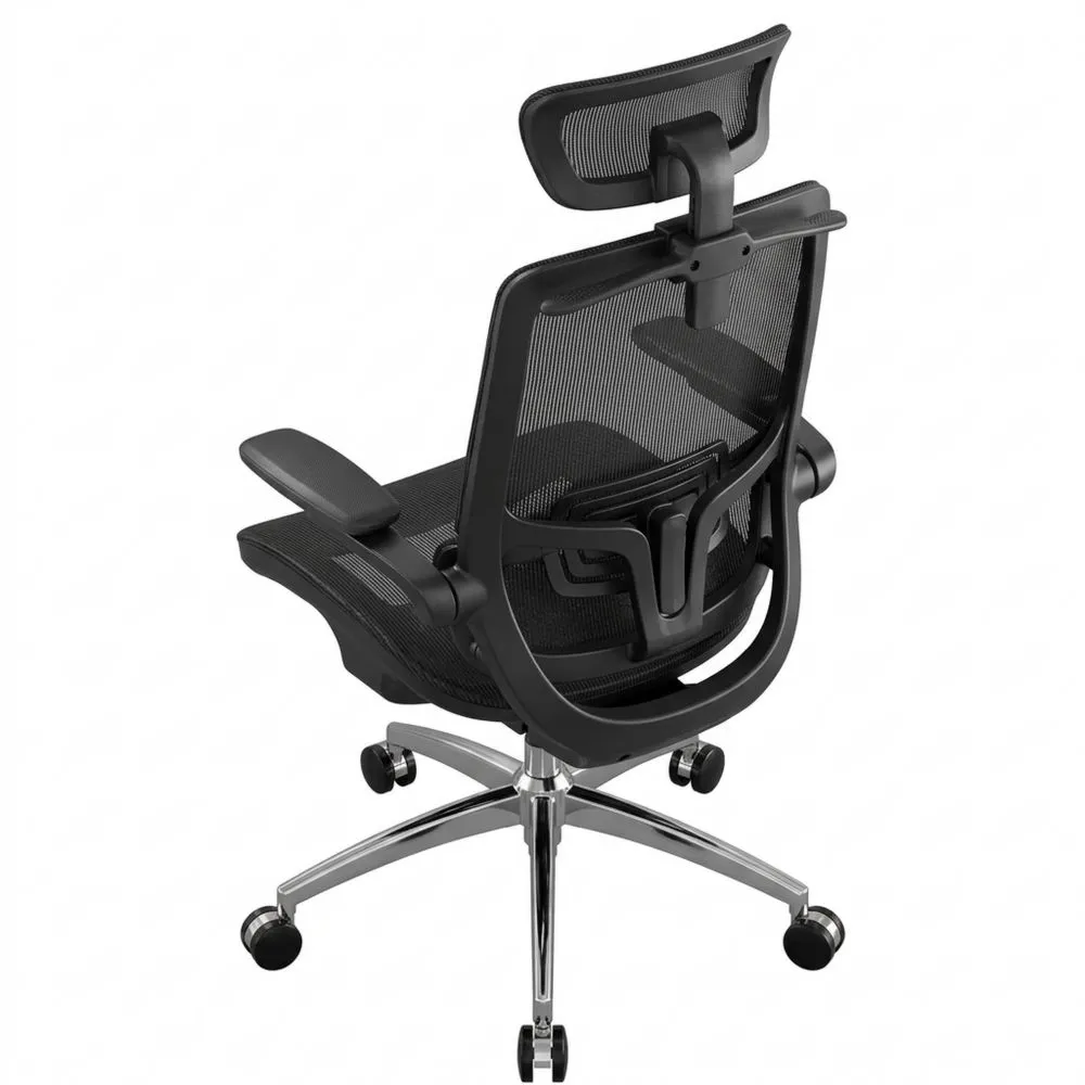 Silla ergonómica de oficina con reposabrazos 3D plegables y soporte lumbar dinámico, silla de malla para oficina en casa