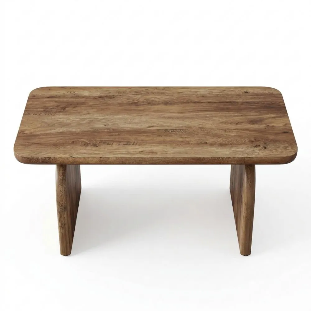 Mesa de Café Rectangular de Madera Grande con Esquinas Redondeadas