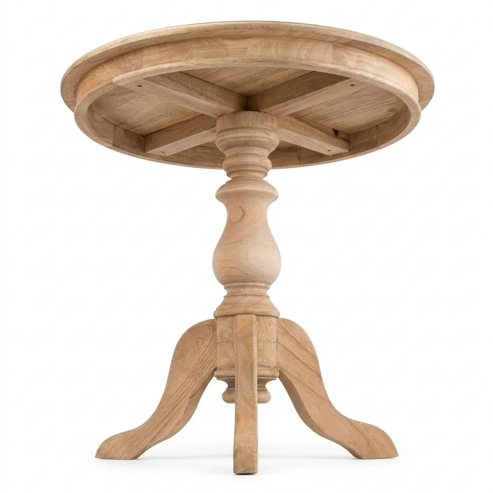 Mesa auxiliar redonda de madera de mindi, diámetro 70 cm, para sala de estar