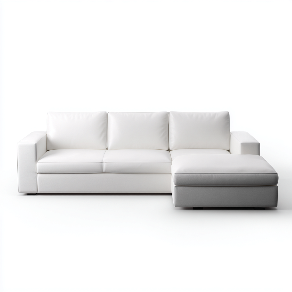 Divano angolare - Tessuto - 254x158x76 cm - Bianco - Stile moderno-Livoraradecor