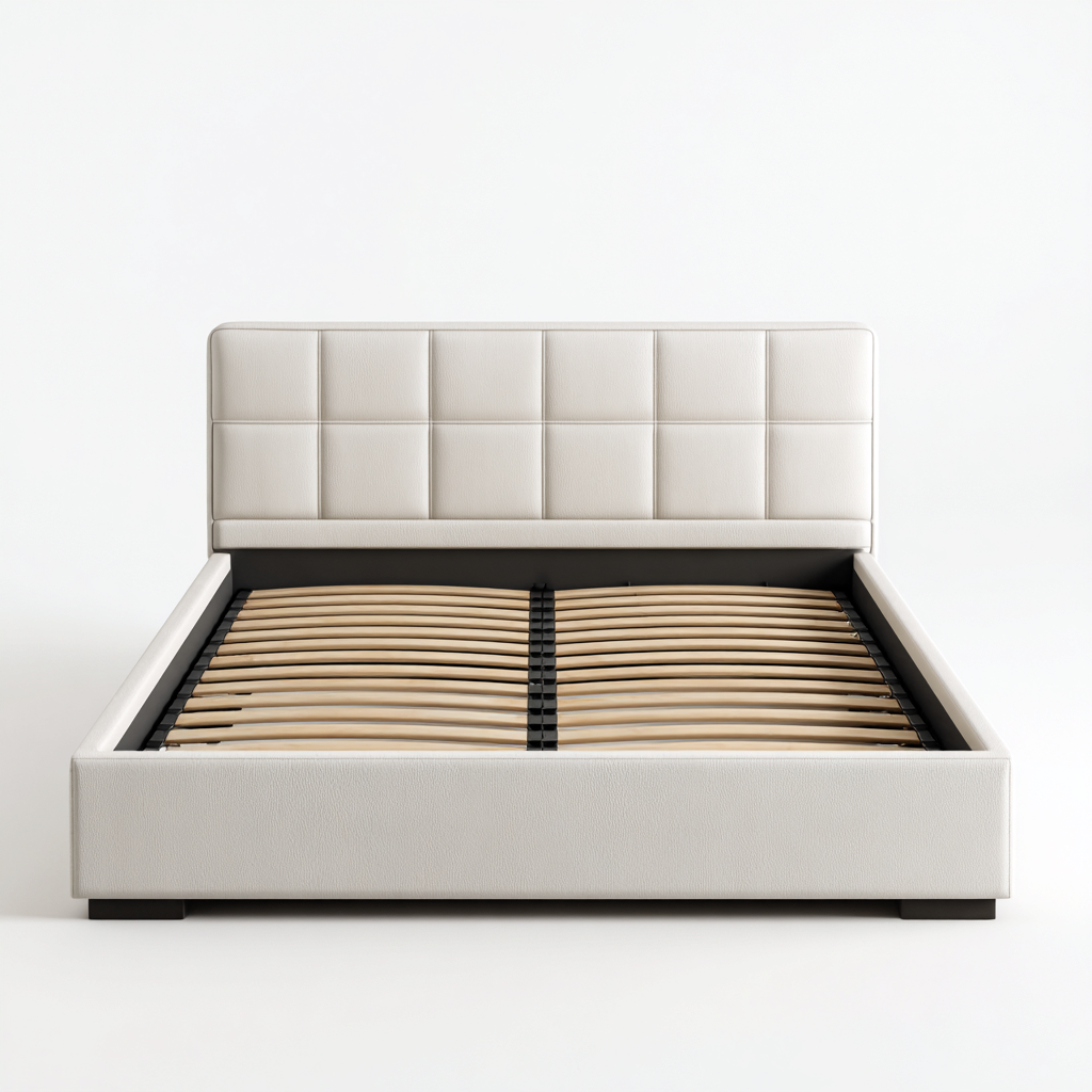 Letto matrimoniale - Ecopelle - 218x174x110 cm - Bianco - Design moderno-Livoraradecor