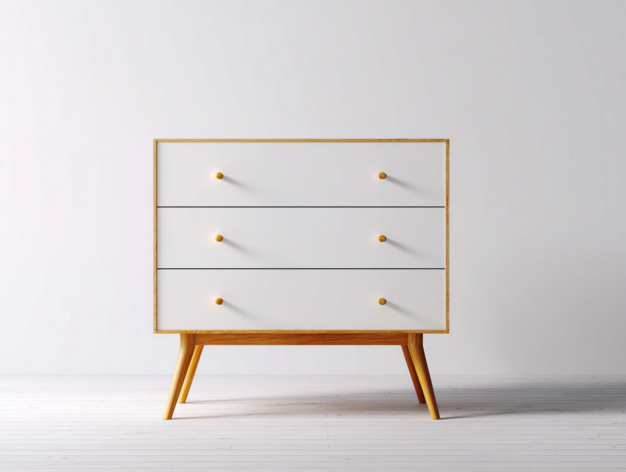 Nachttisch-Holz-64x40x62 cm-Weiß-Braun-Skandinavischer Stil-Dacorhadecor