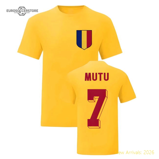 Romania Adrian Mutu Romania National Hero Graphic Tee Yellow-Jersey Chest: 2026 World Cup Soccer Kits