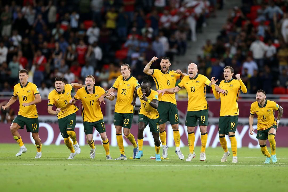 Australia Socceroos team celebrate World Cup victory