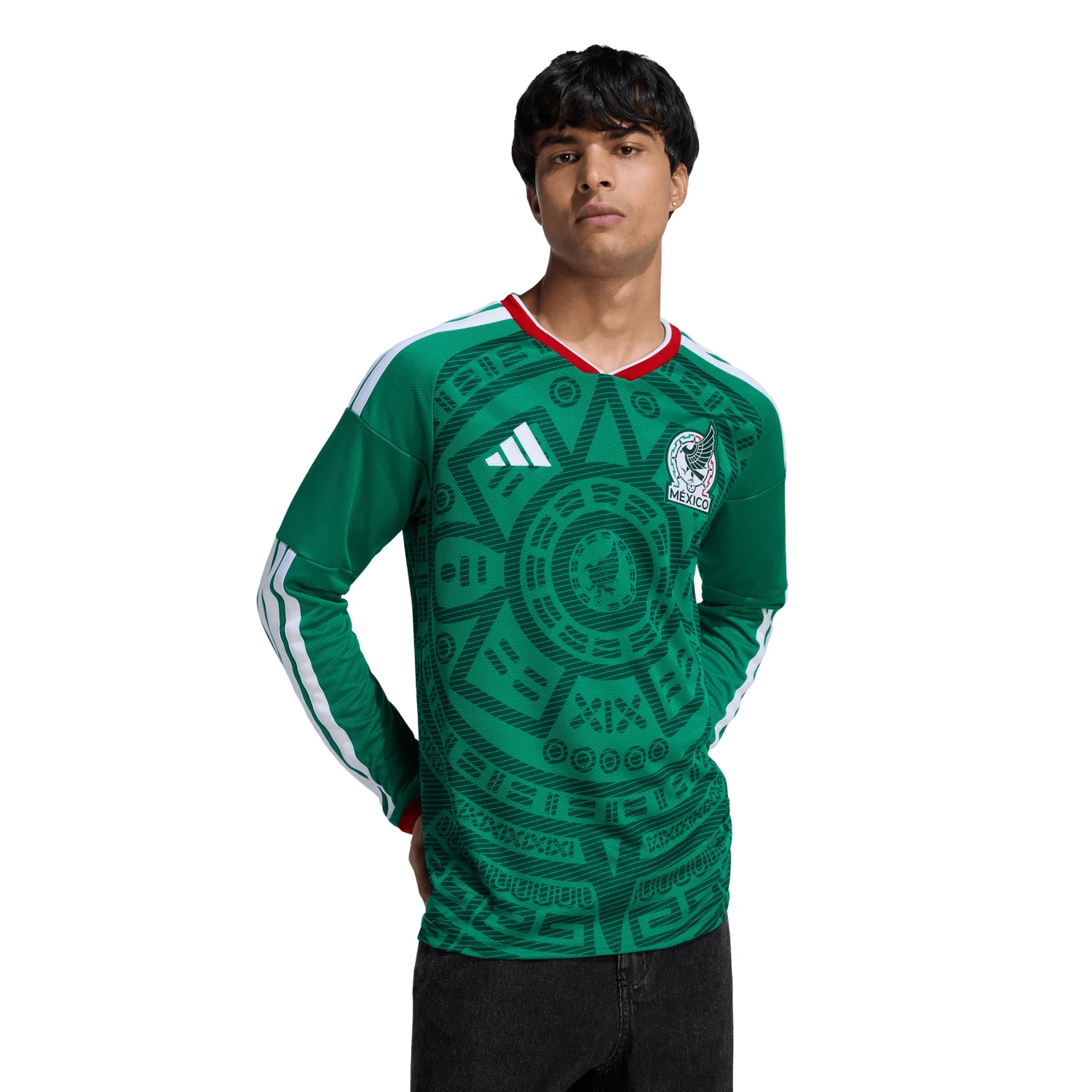 Mexico 2026 Home Long Sleeve Jersey Men's - Green Host Edition Kit-Jersey Chest: 2026 World Cup Soccer Kits