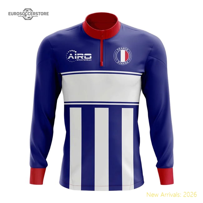 France France Concept Football Half Zip Midlayer Top Blue-White-Jersey Chest: 2026 World Cup Soccer Kits