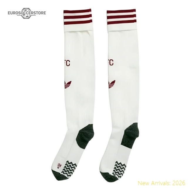 Club Teams,Arsenal 2025-2026 Arsenal Third Kit Socks (White)-Jersey Chest: 2026 World Cup Soccer Kits