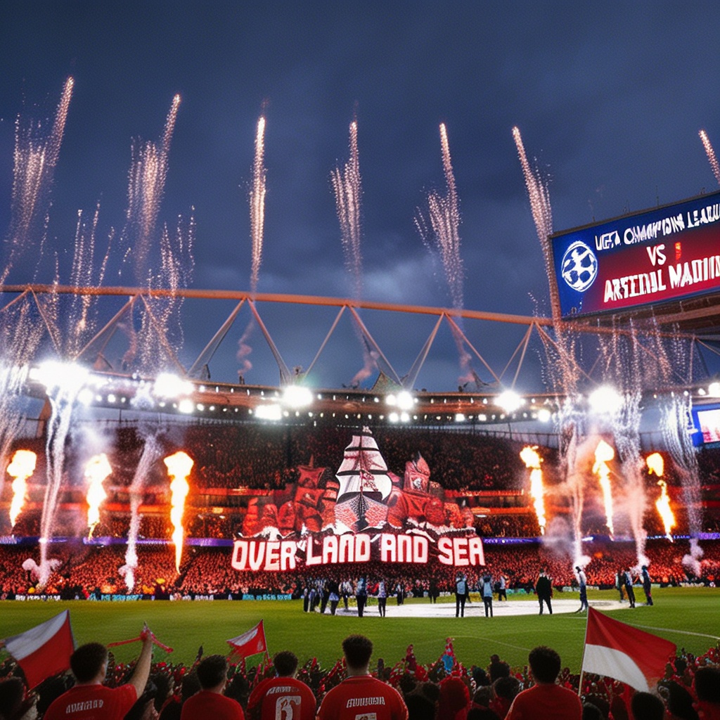Arsenal fans at Emirates Stadium creating tifo display