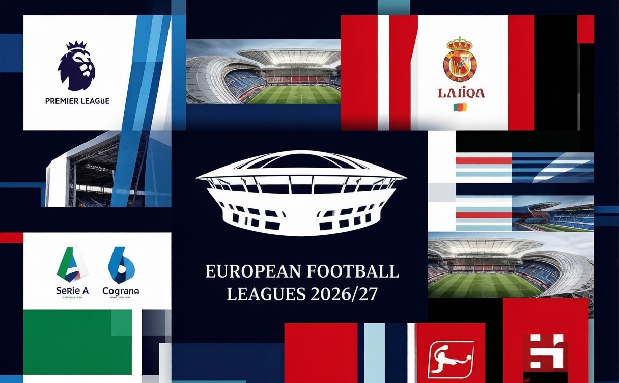 Big Five European football leagues 2026/27 collage