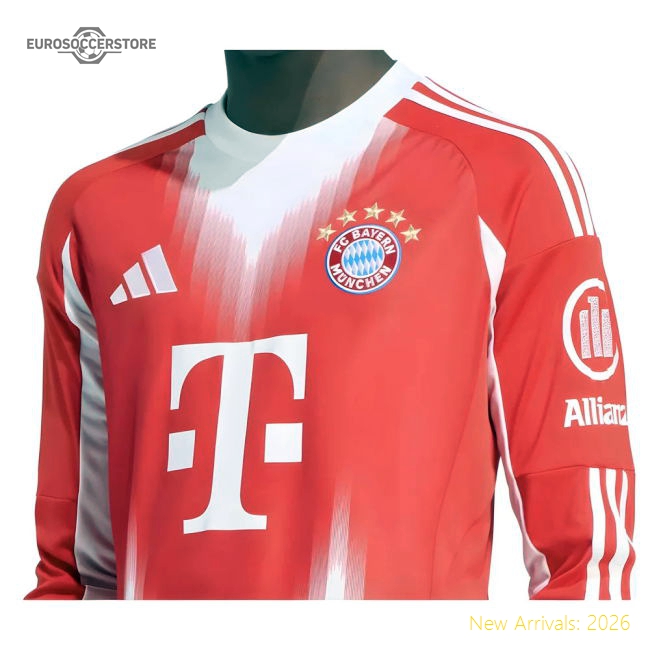 Bayern Munich 2025-2026 Home Uniform Long Sleeve Football Shirt-Jersey Chest: 2026 World Cup Soccer Kits
