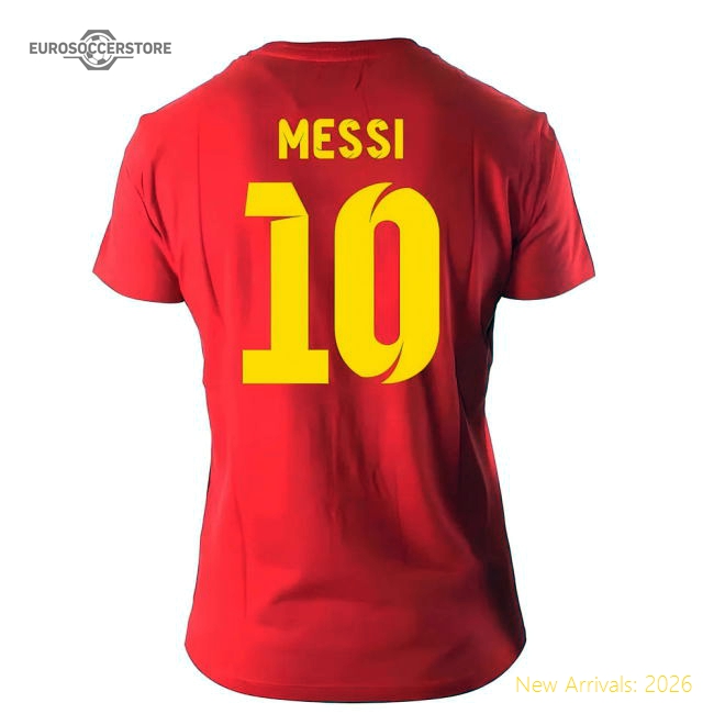 Barcelona Lionel Messi Visca El Barca Hero T-Shirt (Red)-Jersey Chest: 2026 World Cup Soccer Kits