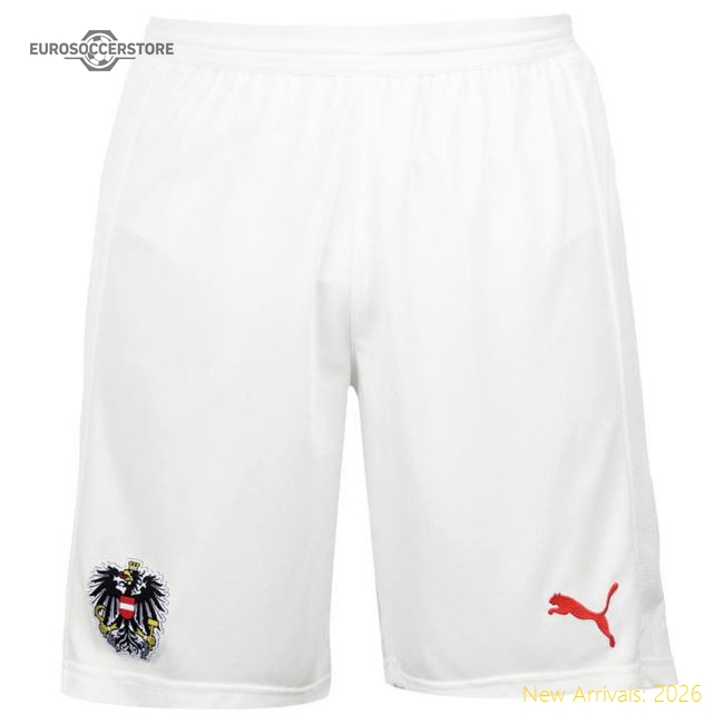 Austria 2018-2019 Home Gear Austria Puma Shorts White-Jersey Chest: 2026 World Cup Soccer Kits