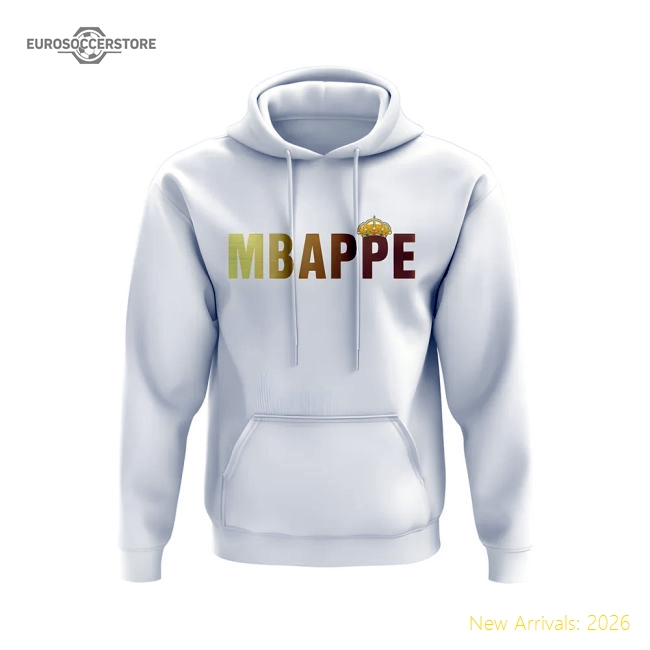 Real Madrid Kylian Mbappe Real Madrid Crown Hoody (White)-Jersey Chest: 2026 World Cup Soccer Kits