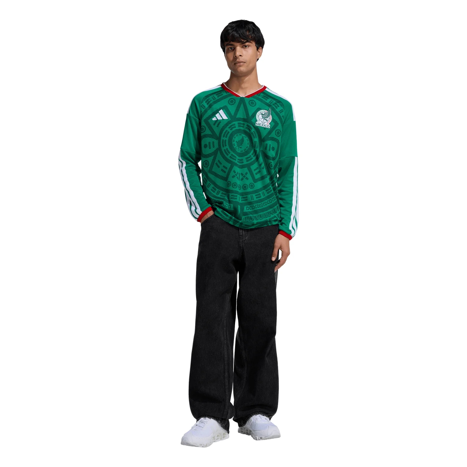 Mexico 2026 Home Long Sleeve Jersey Men's - Green Host Edition Kit-Jersey Chest: 2026 World Cup Soccer Kits