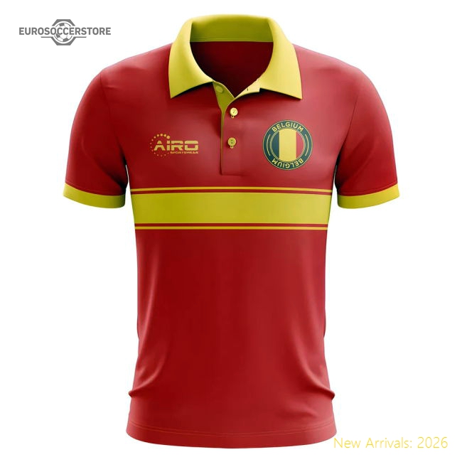 Belgium Belgium Concept Stripe Polo Football Football Top Red-Jersey Chest: 2026 World Cup Soccer Kits