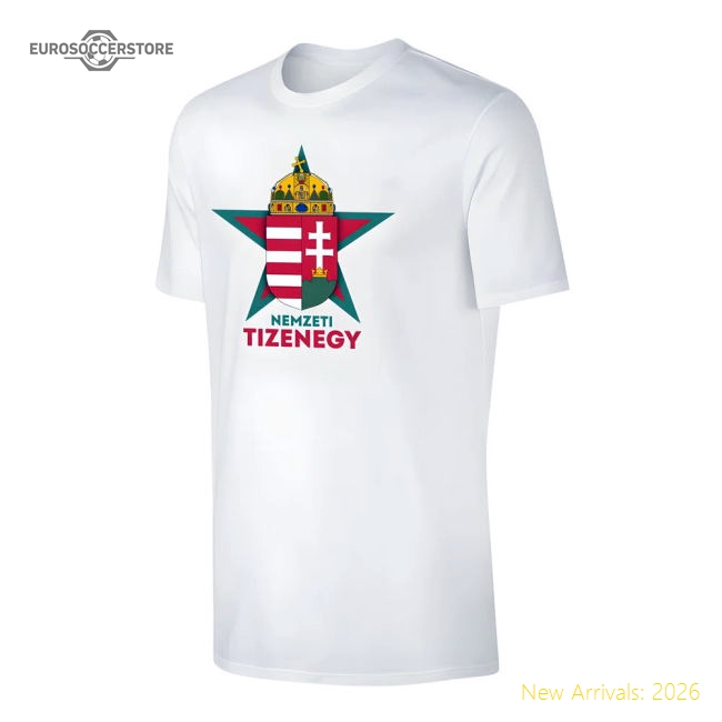 Hungary Graphic Fan Tee White-Jersey Chest: 2026 World Cup Soccer Kits
