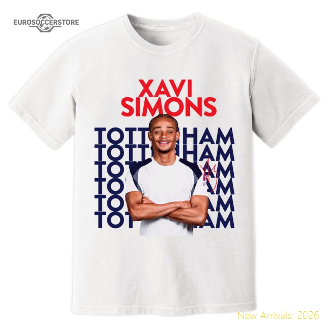 Tottenham Xavi Simons Tottenham New Signing T-Shirt (White)-Jersey Chest: 2026 World Cup Soccer Kits