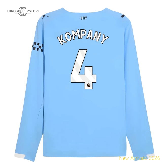Man City 2025-2026 Home Kit Long Sleeve Player Version Jersey-Jersey Chest: 2026 World Cup Soccer Kits