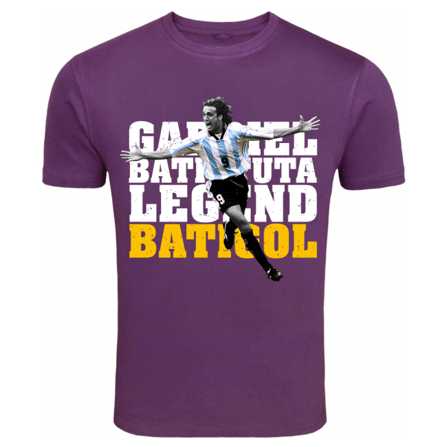 France Gabriel Batistuta Argentina Legend Casual T-Shirt Purple-Jersey Chest: 2026 World Cup Soccer Kits