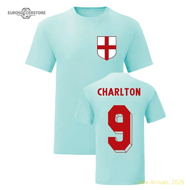 England Bobby Charlton England National Hero Graphic Tee White-Jersey Chest: 2026 World Cup Soccer Kits
