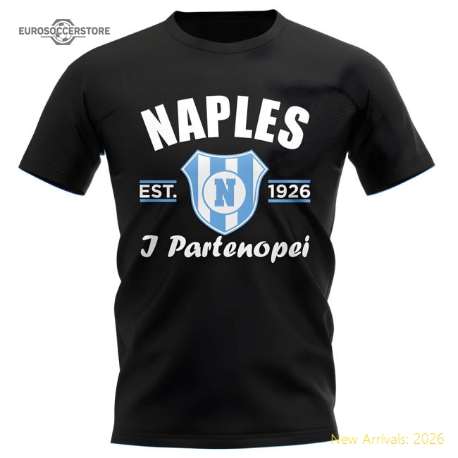 Napoli Napoli Established Football Football T-Shirt (Black)-Jersey Chest: 2026 World Cup Soccer Kits