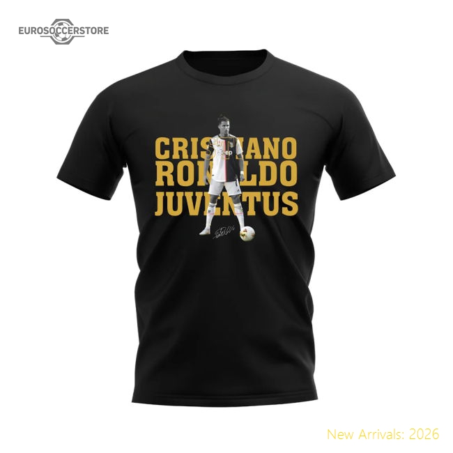 Juventus Cristiano Ronaldo Juventus Player Football Tee (Black)-Jersey Chest: 2026 World Cup Soccer Kits