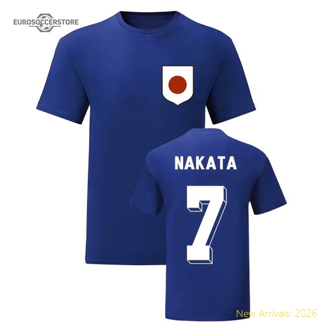 Japan Hidetoshi Nakata Japan National Hero Casual T-Shirt Blue-Jersey Chest: 2026 World Cup Soccer Kits