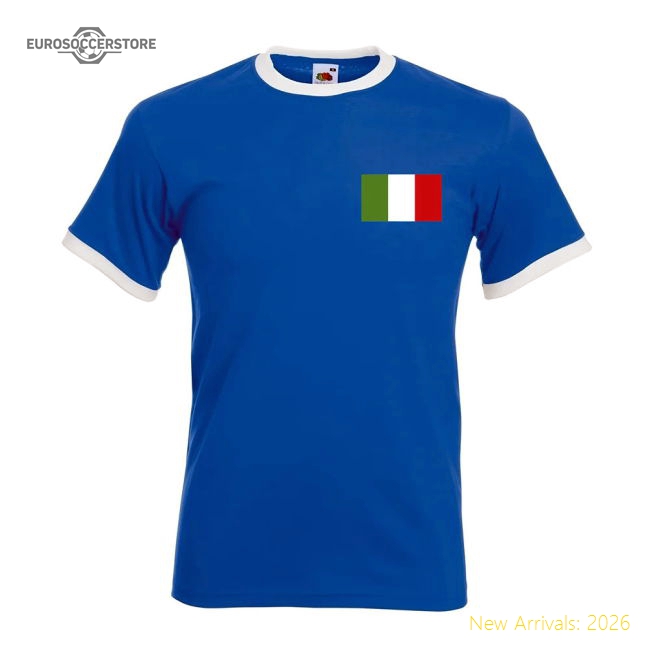 Italy Roberto Baggio Italy Ringer Casual T-Shirt Blue-Jersey Chest: 2026 World Cup Soccer Kits