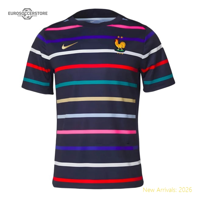 France 2024-2025 Home Uniform France Academy Pro Pre-Match Top Navy-Jersey Chest: 2026 World Cup Soccer Kits