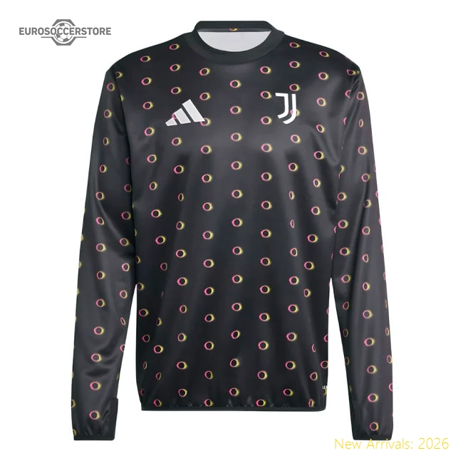 Juventus 2024-2025 Juventus Pre Match Warm Up Top Match Kit (Black)-Jersey Chest: 2026 World Cup Soccer Kits