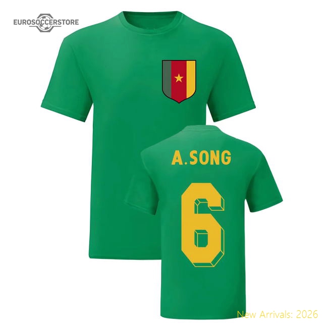 S,Cameroon Alex Song Cameroom National Hero Tee (Green)-Jersey Chest: 2026 World Cup Soccer Kits
