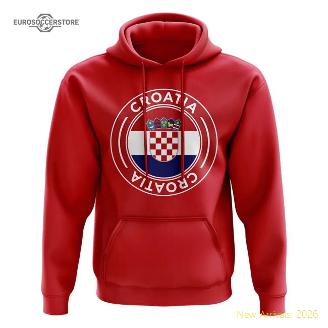 Croatia Croatia Football Badge Hoodie Red-Jersey Chest: 2026 World Cup Soccer Kits