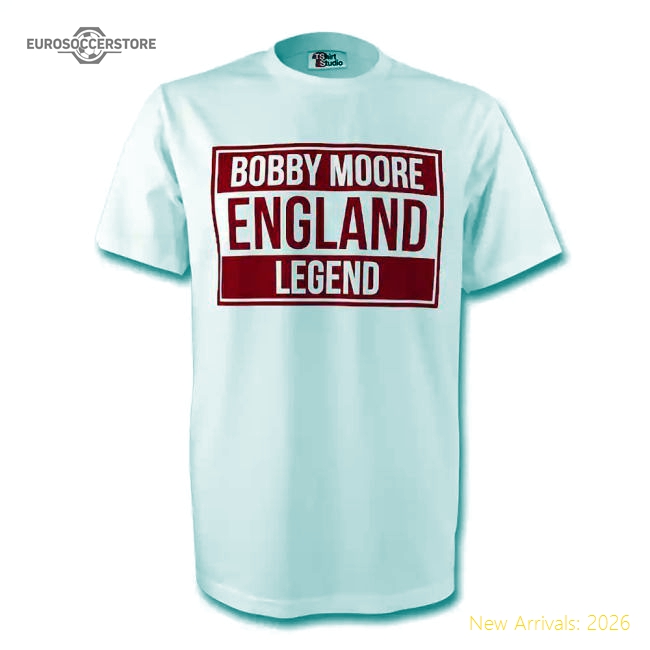 England Bobby Moore England Legend Fan Fan Tee White-Jersey Chest: 2026 World Cup Soccer Kits