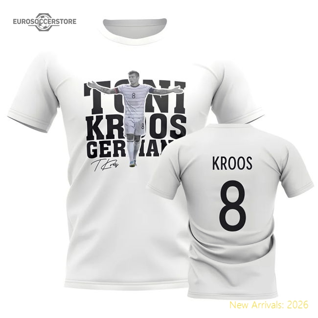 Germany Toni Kroos Germany Player Fan Fan Tee White-Jersey Chest: 2026 World Cup Soccer Kits