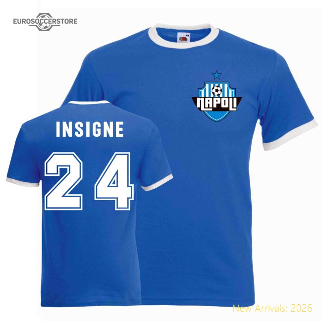 Napoli Lorenzo Insigne Napoli Ringer Football Tee (Blue)-Jersey Chest: 2026 World Cup Soccer Kits