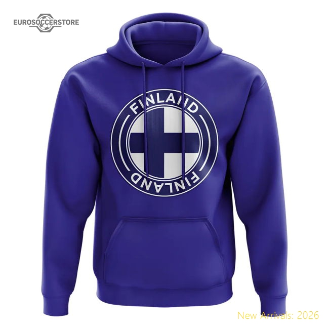 Finland Finland Football Badge Hoodie Royal-Jersey Chest: 2026 World Cup Soccer Kits