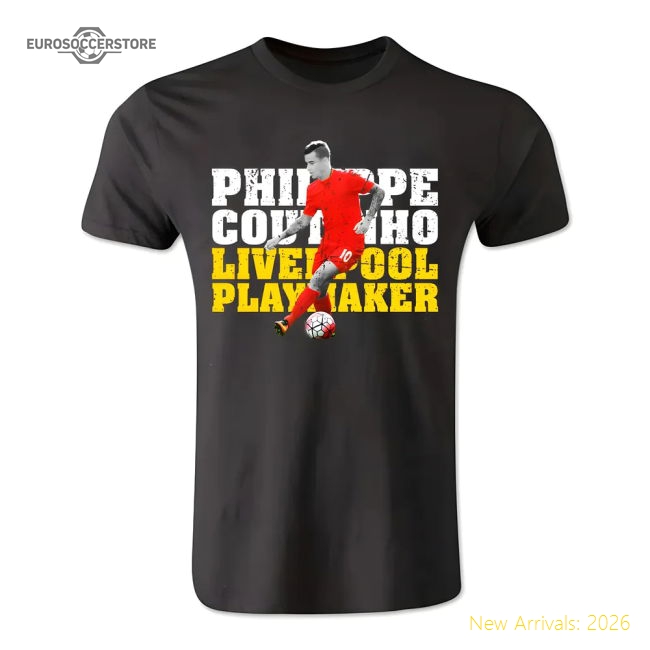France Philippe Coutinho Liverpool Playmaker Graphic Tee Black-Jersey Chest: 2026 World Cup Soccer Kits