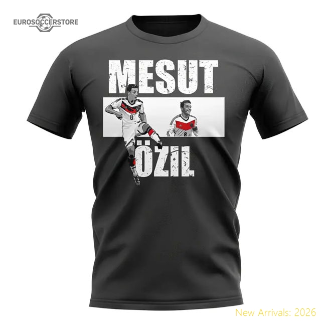 Germany Mesut Ozil Player Collage Casual T-Shirt Black-Jersey Chest: 2026 World Cup Soccer Kits