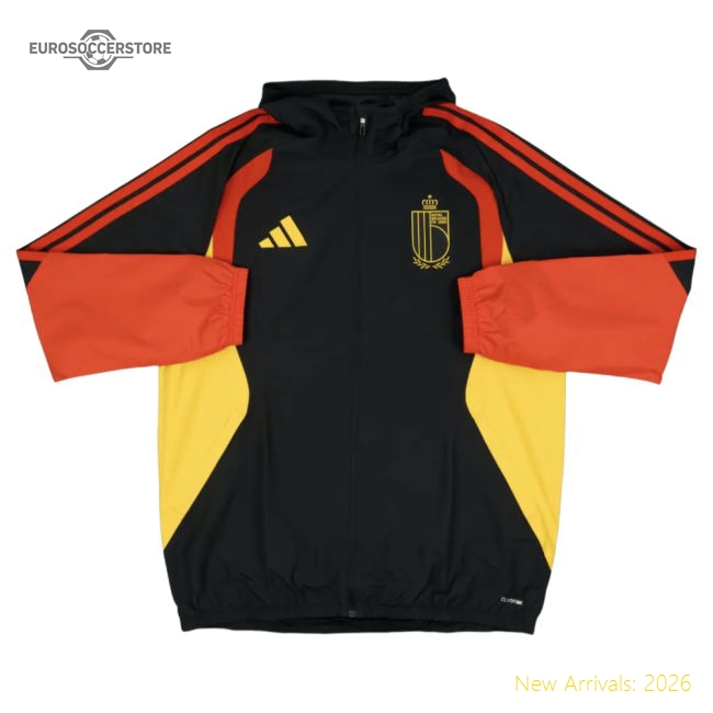 Belgium 2026-2027 Belgium Allweather Jacket Black-Jersey Chest: 2026 World Cup Soccer Kits