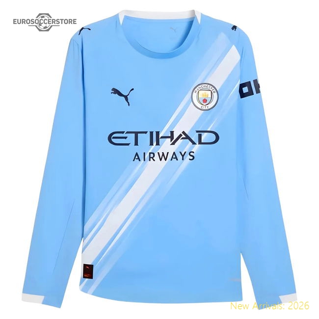 Man City 2025-2026 Home Kit Long Sleeve Player Version Football Shirt-Jersey Chest: 2026 World Cup Soccer Kits