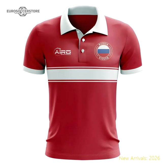 Russia Russia Concept Stripe Polo Football Jersey Red-Jersey Chest: 2026 World Cup Soccer Kits