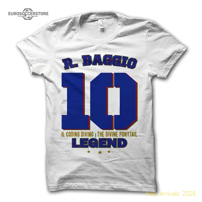 Italy Robert Baggio Legend Fan Fan Tee White-Jersey Chest: 2026 World Cup Soccer Kits