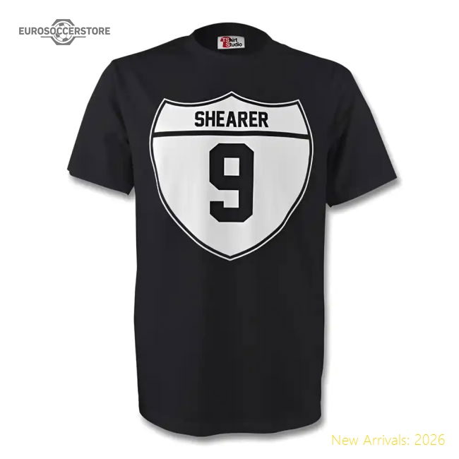 Newcastle Alan Shearer Newcastle Crest Football Tee (Black)-Jersey Chest: 2026 World Cup Soccer Kits