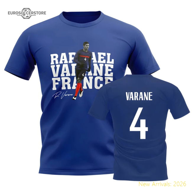 France Raphael Varane France Player Casual T-Shirt Blue-Jersey Chest: 2026 World Cup Soccer Kits